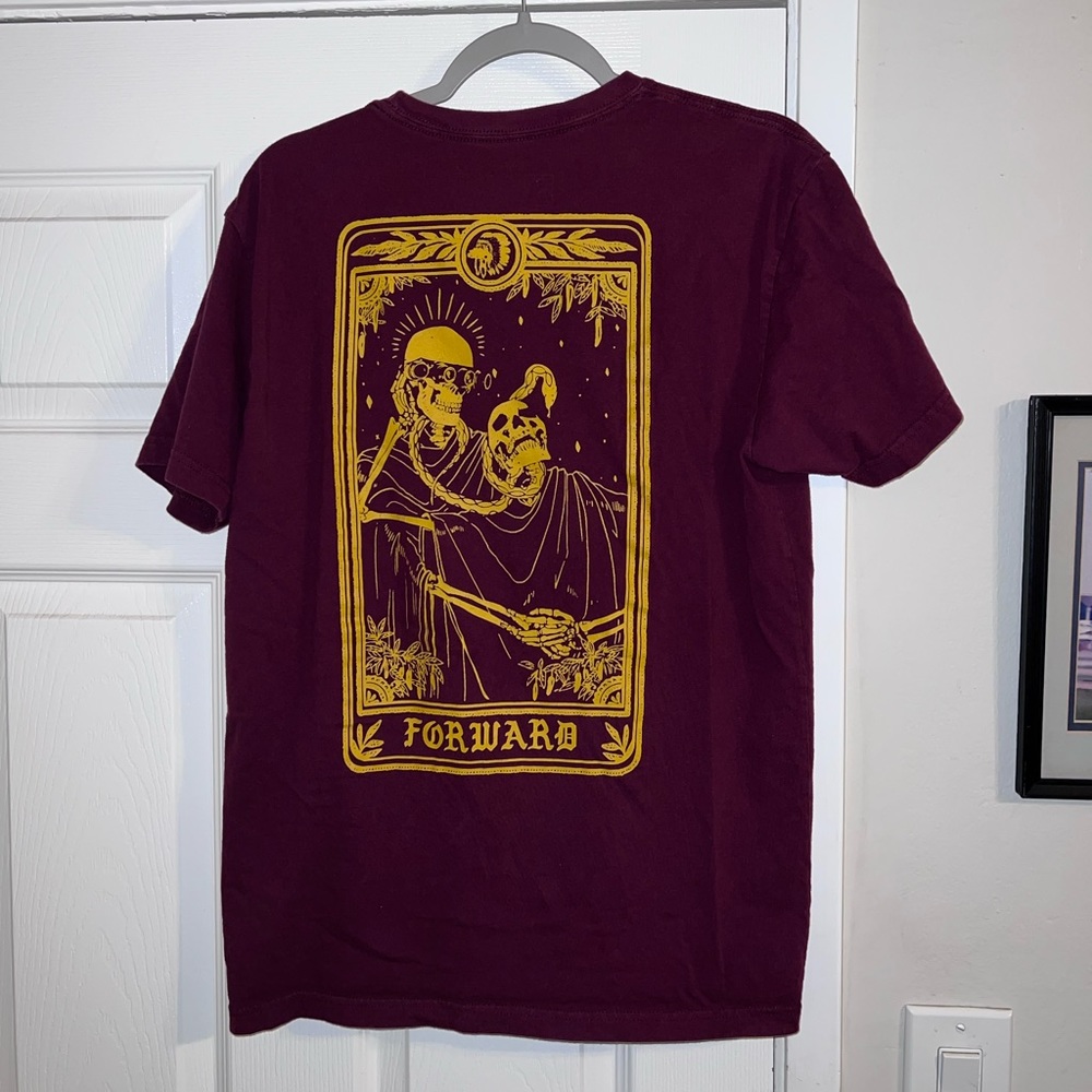 Forward Observations Graphic Short Sleeve Tee - Maroon with Gold Print